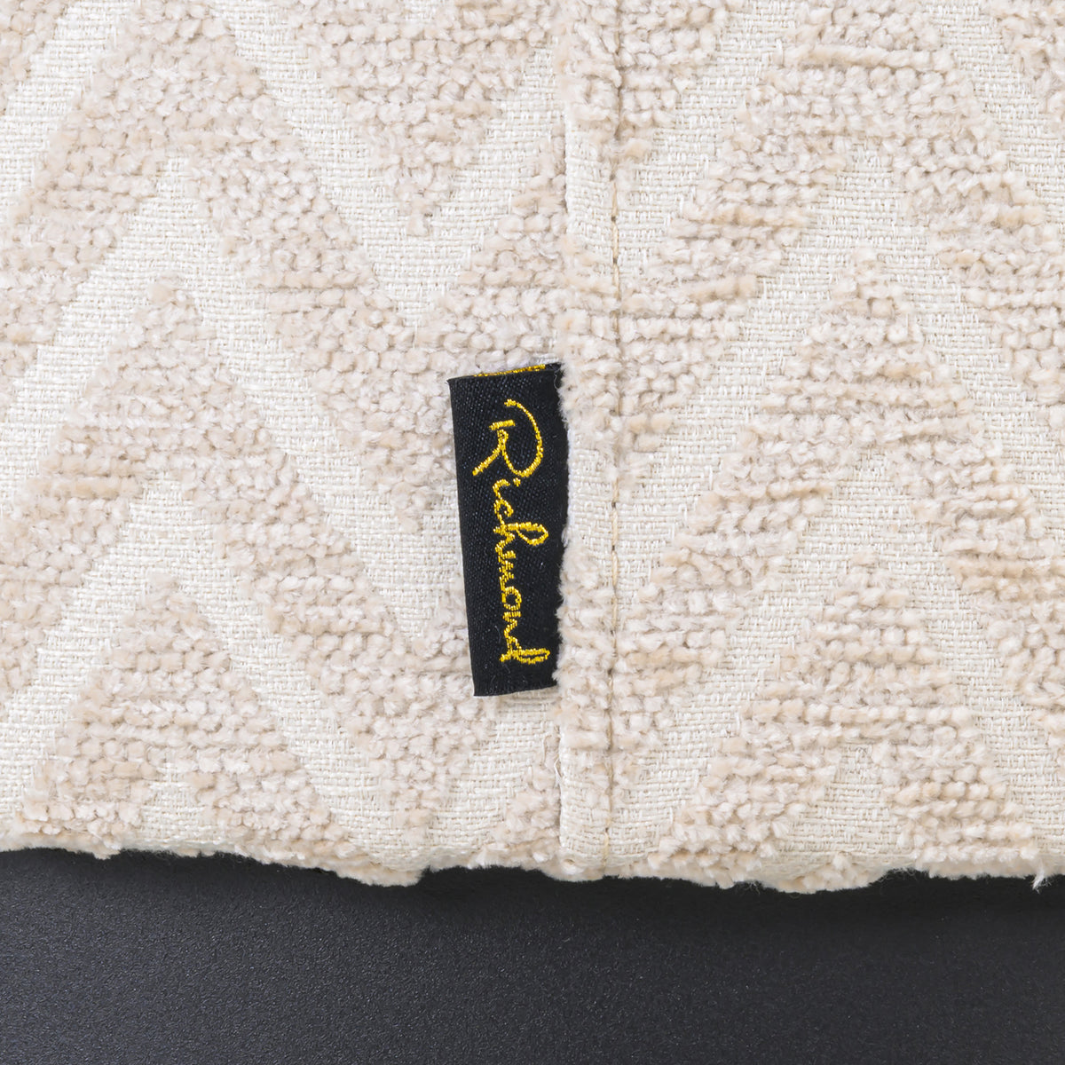 Pouf et repose-pieds Lexie beige chevron 45Ø