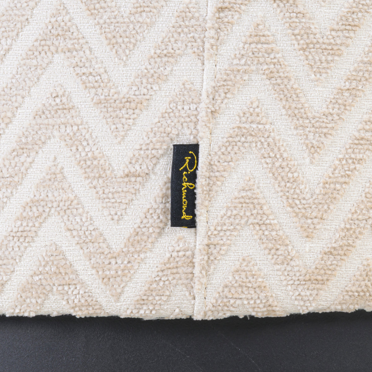 Pouf et repose-pieds Lexie beige chevron 70Ø