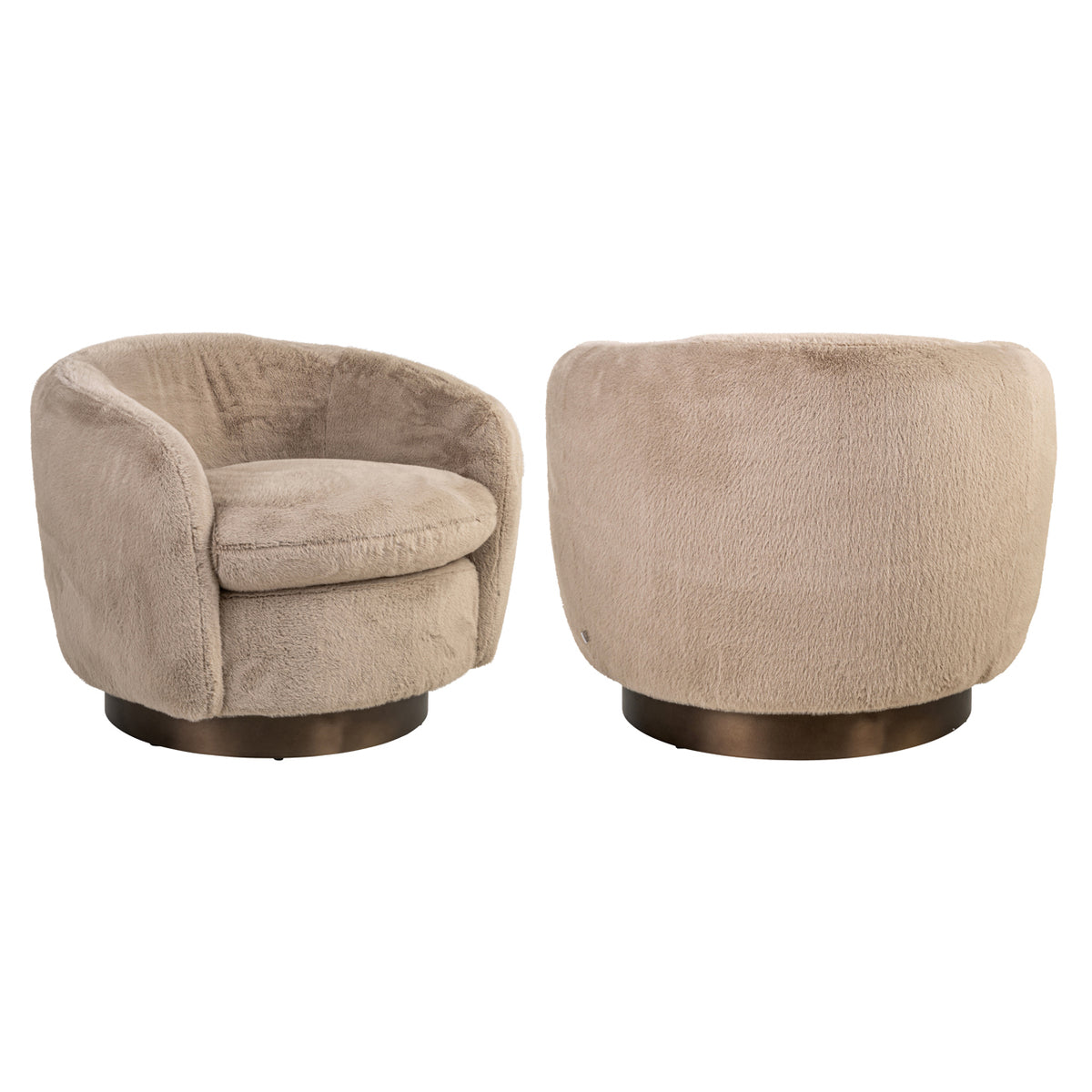 Loungesessel Colmar Khaki Fluffy drehbar