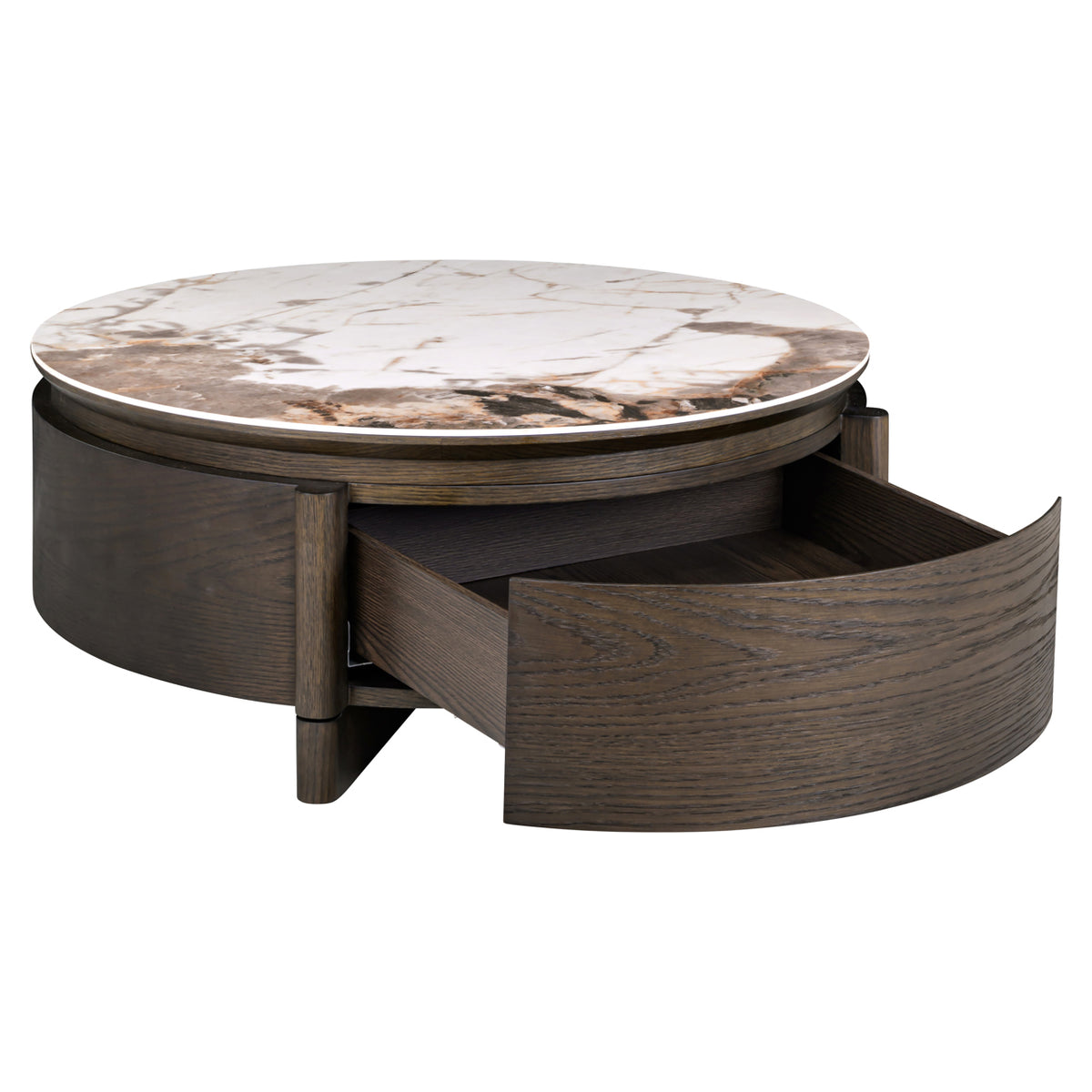 Couchtisch Langford braun 90Ø 1 Schublade