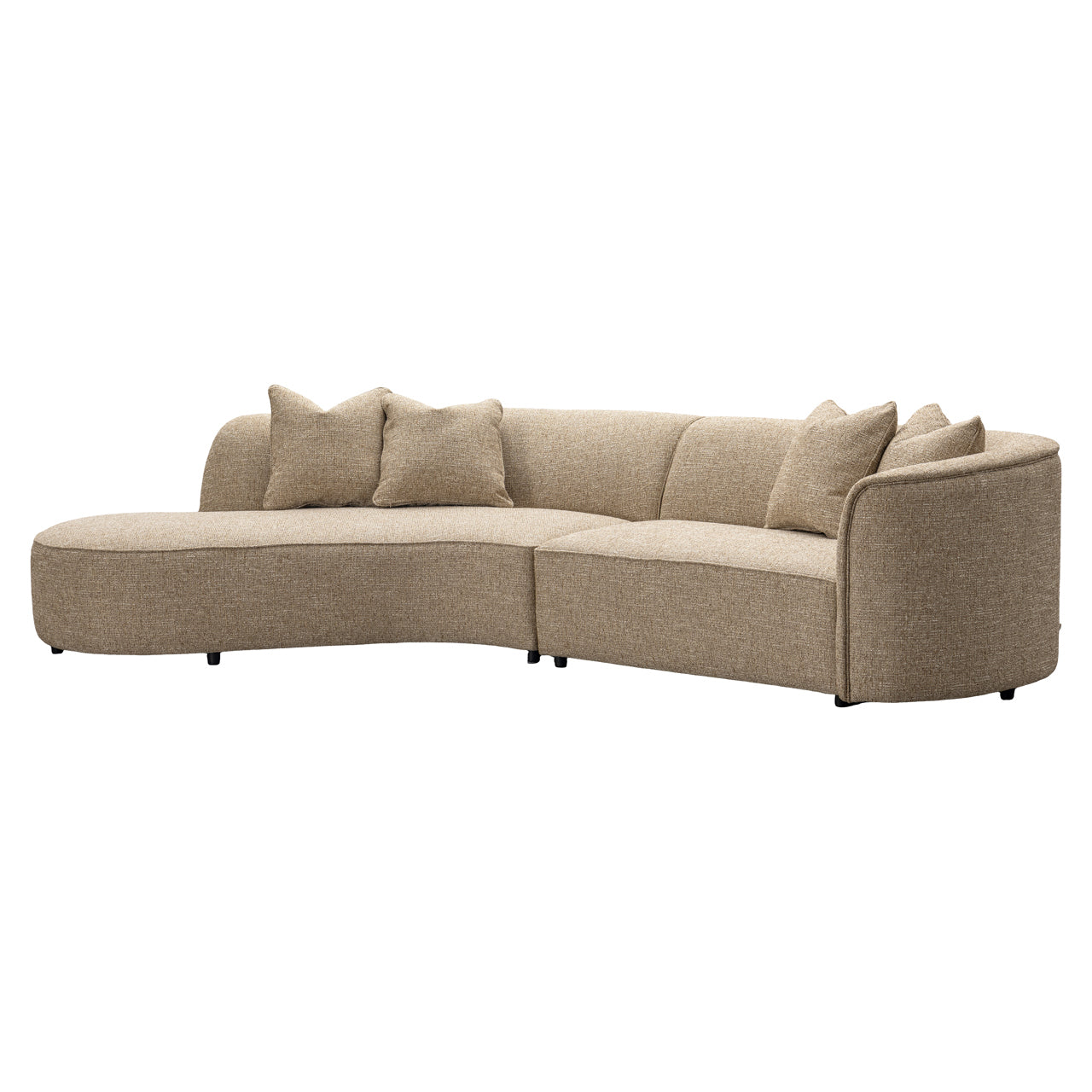 Romero-Sofa aus Sand-Tweed, Ottomane links, schwer entflammbar