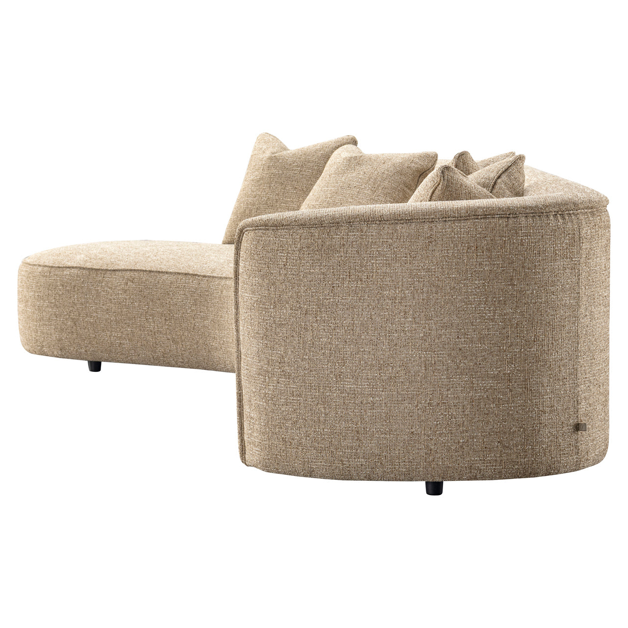 Romero-Sofa aus Sand-Tweed, Ottomane links, schwer entflammbar