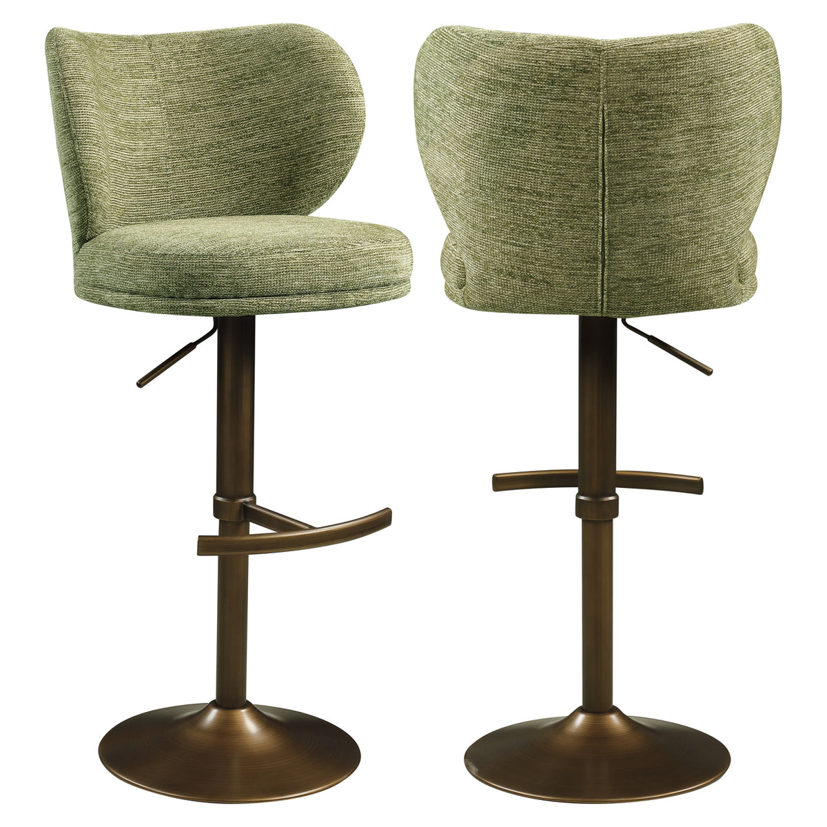 Chaise de bar Amely pistache softweave pivotante