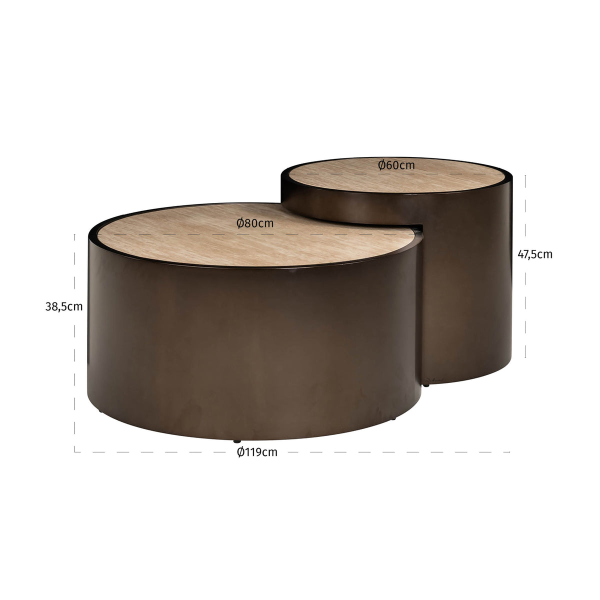 Couchtisch Ronson beige (Set aus 2)