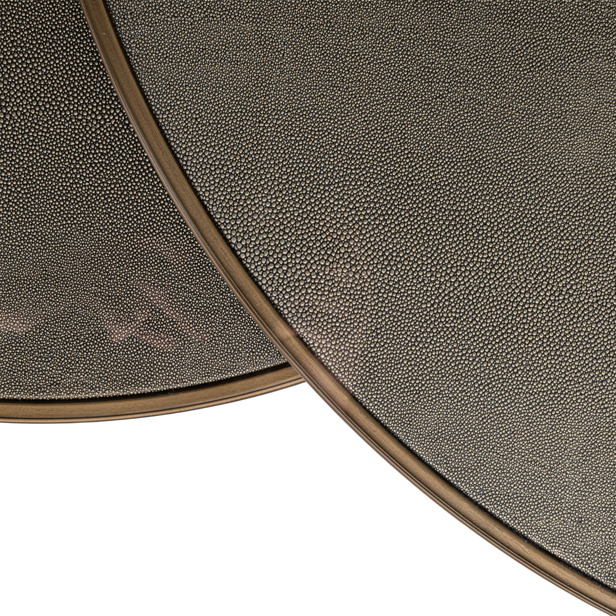 Table basse Bloomville laiton shagreen avec plateaux en verre (lot de 2)