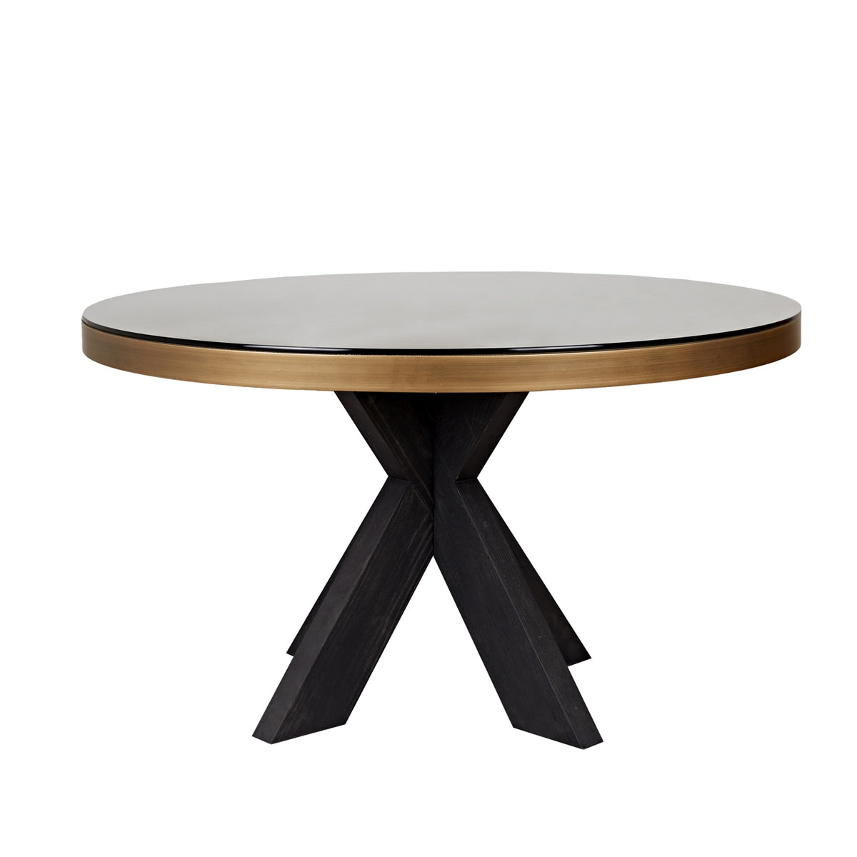 Eettafel Bloomville brass shagreen incl. glass top 140Ø