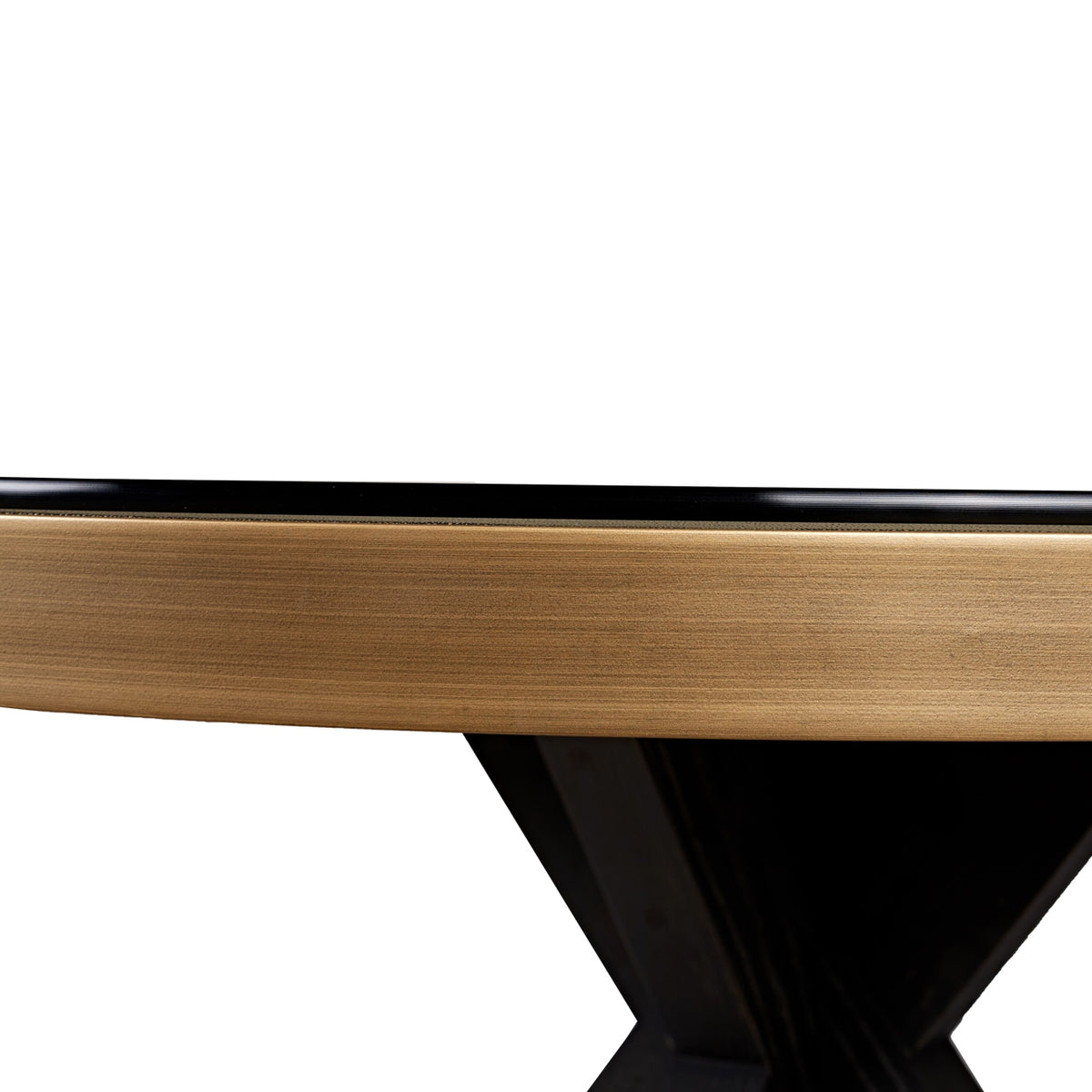 Eettafel Bloomville brass shagreen incl. glass top 140Ø
