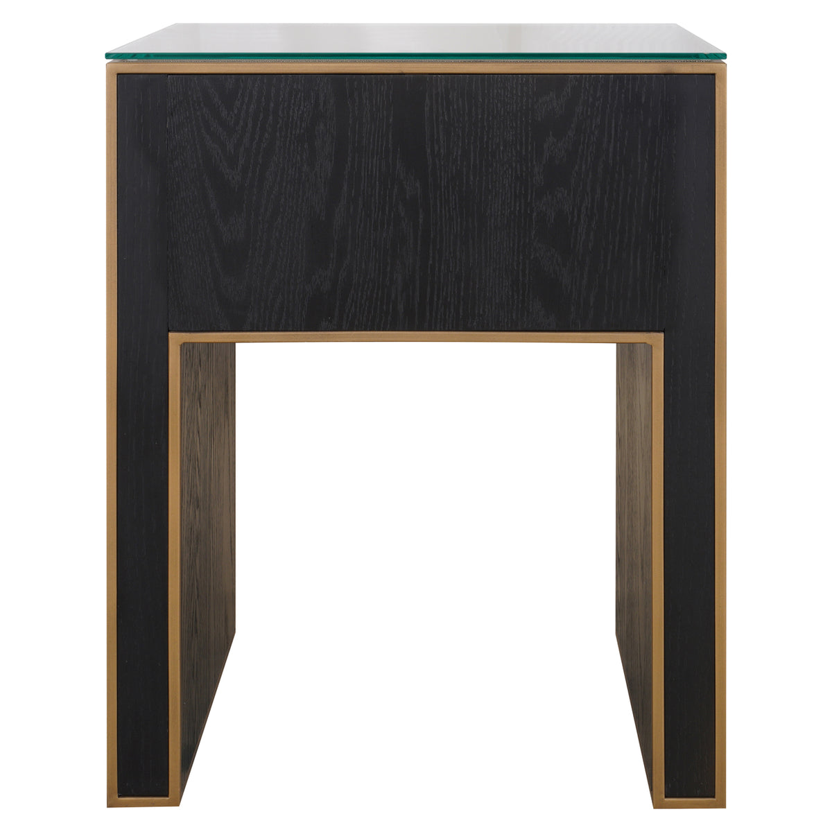 Table de chevet Bloomville laiton shagreen avec plateau en verre
