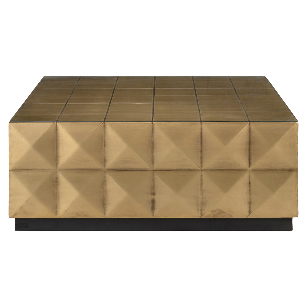 Coffee table Collada brushed gold incl. glass top