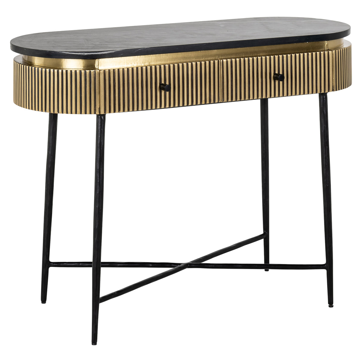 Ironville gold console 2-drawers