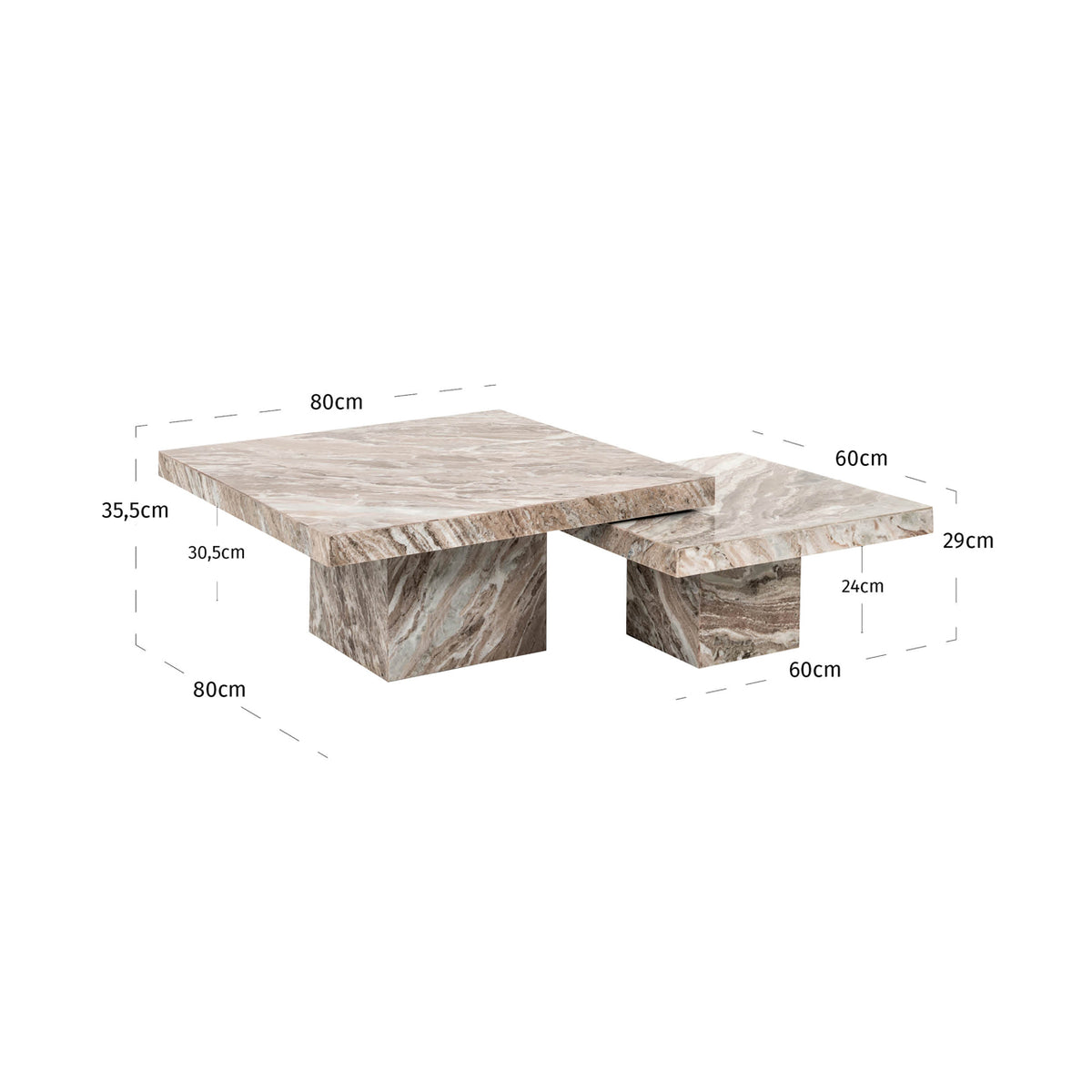 Table basse Rashford Blush beige (Set of 2)