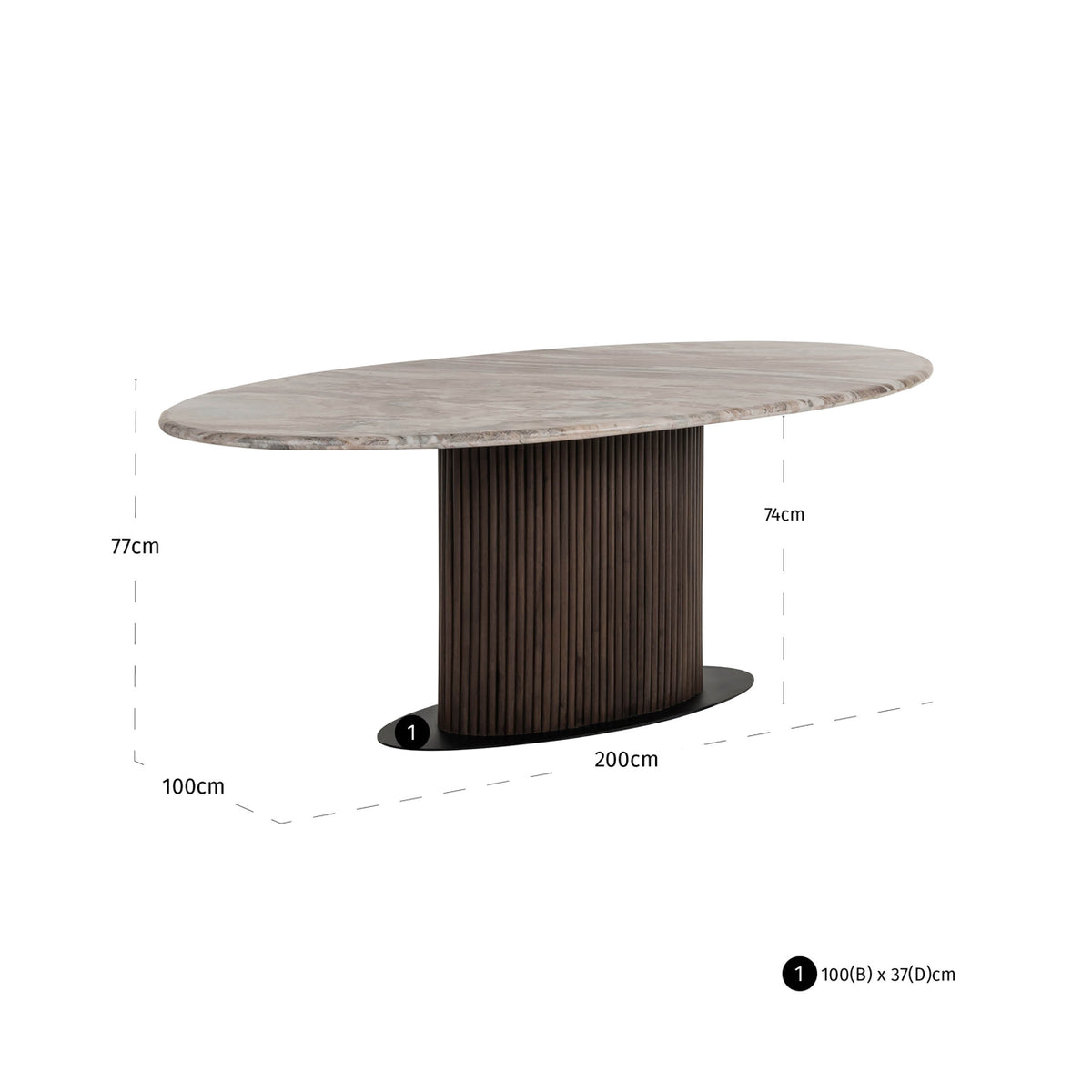 Rashford Blush beige oval dining table 200