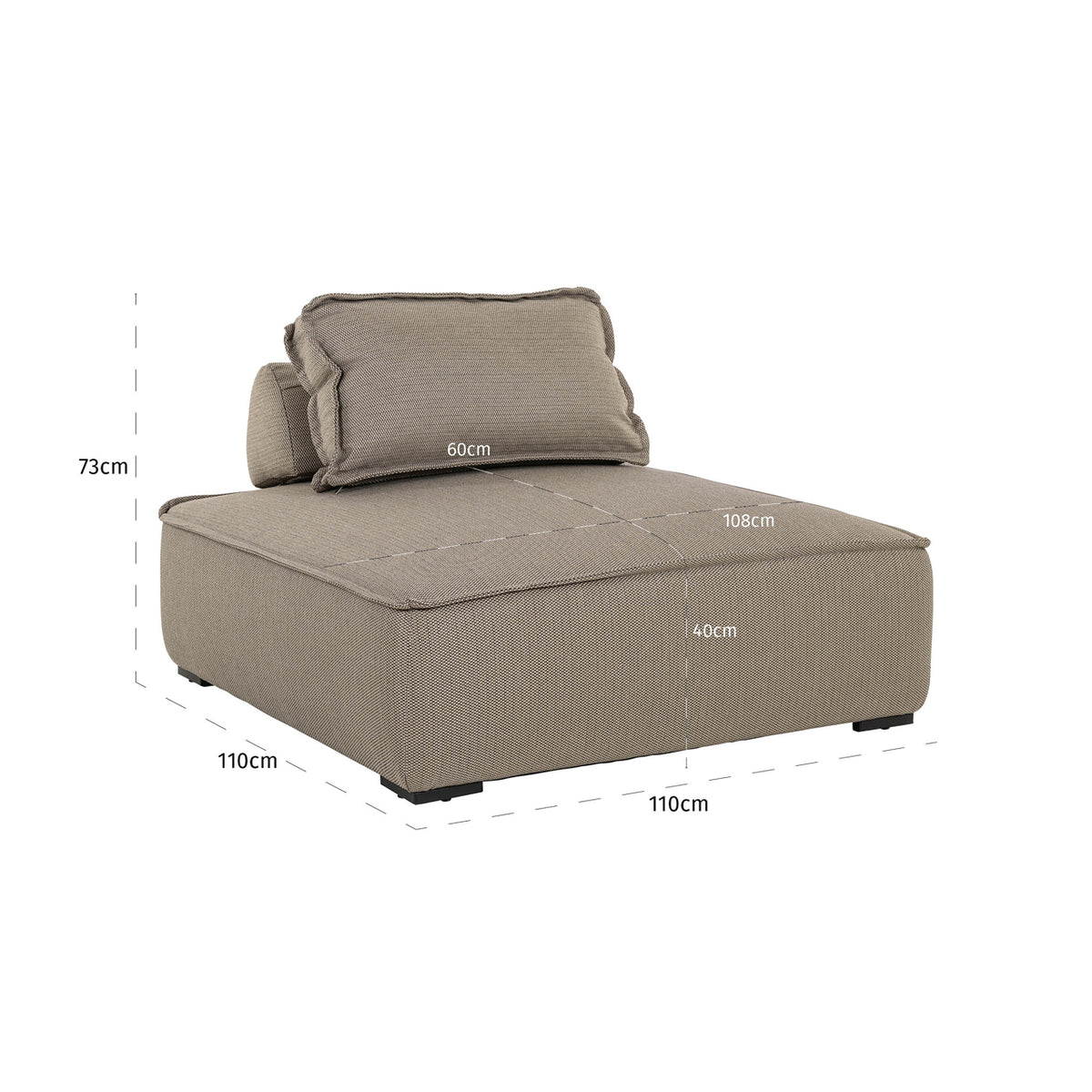 Fauteuil lounge d’extérieur Jondal taupe