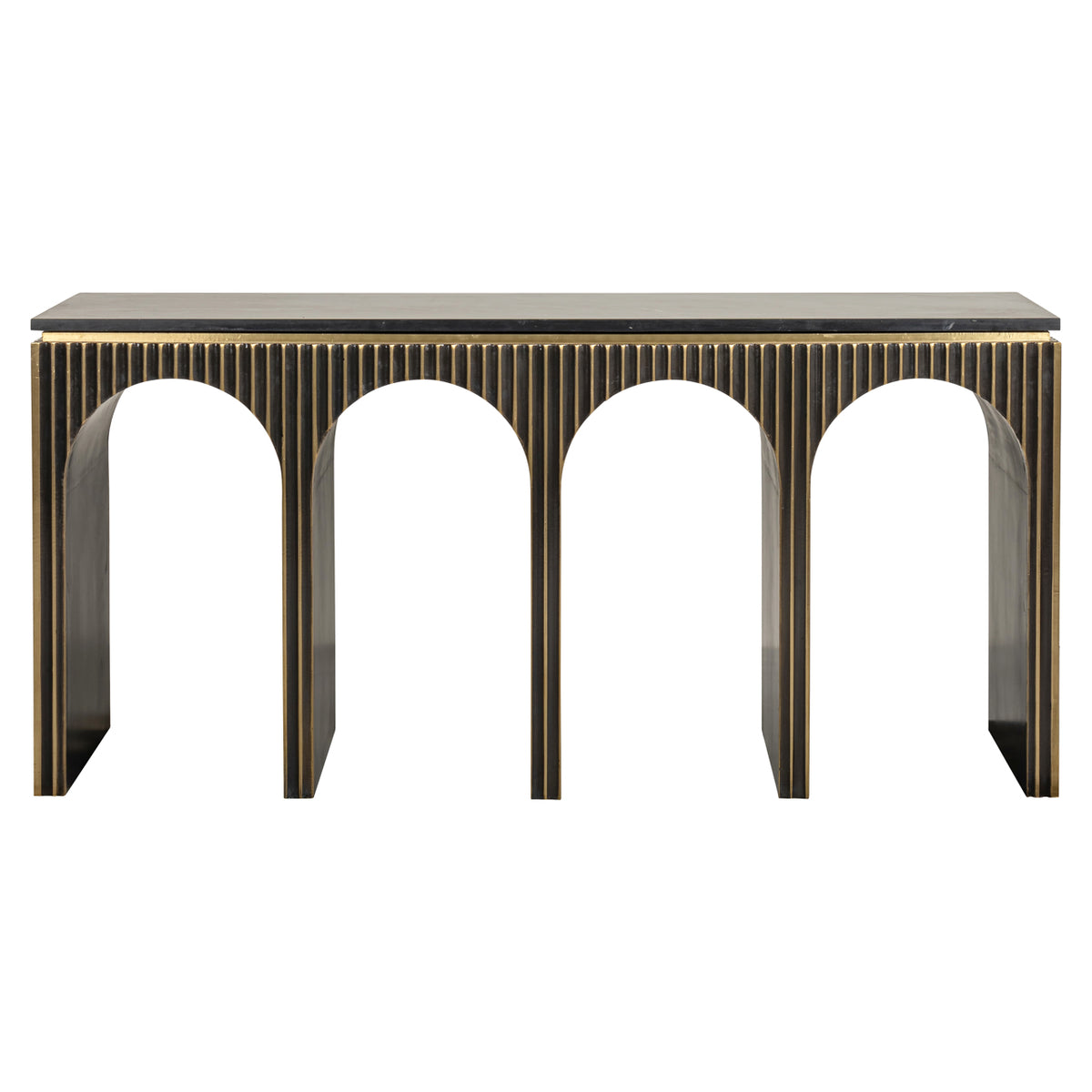 Les Arcs brushed gold console table
