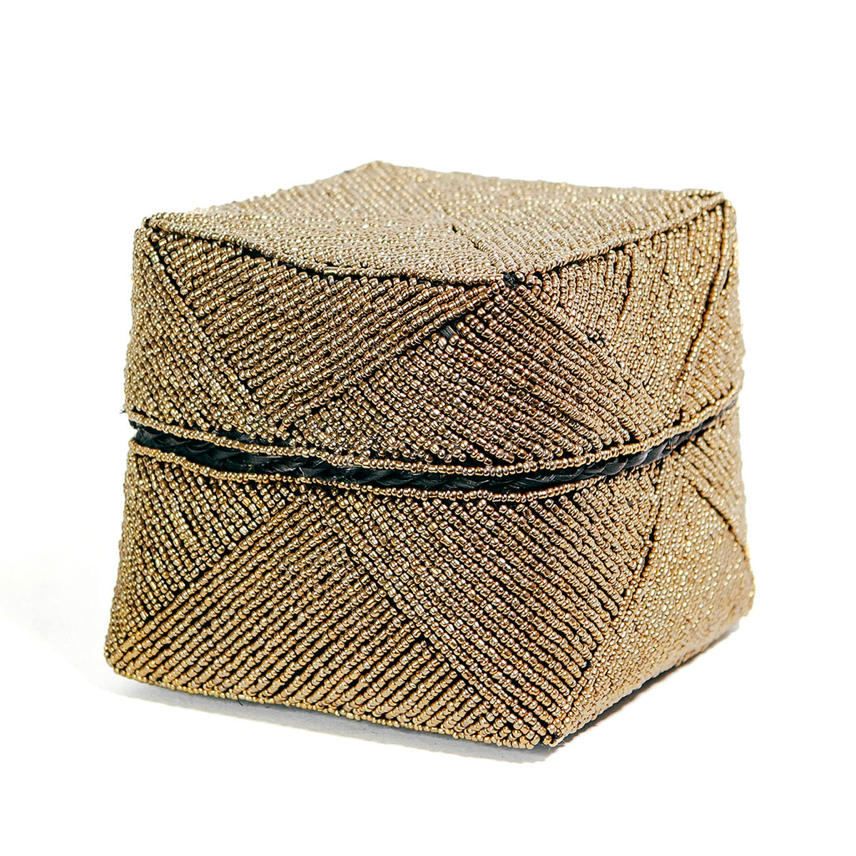 Panier perlé - Doré - L