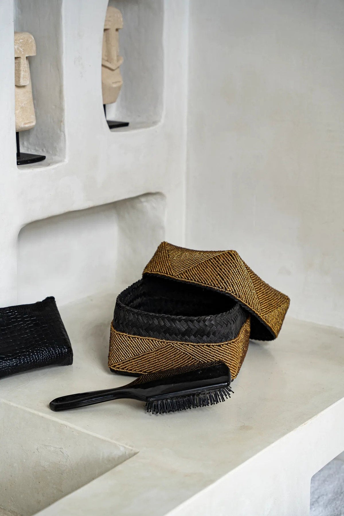 Panier perlé - Doré - L