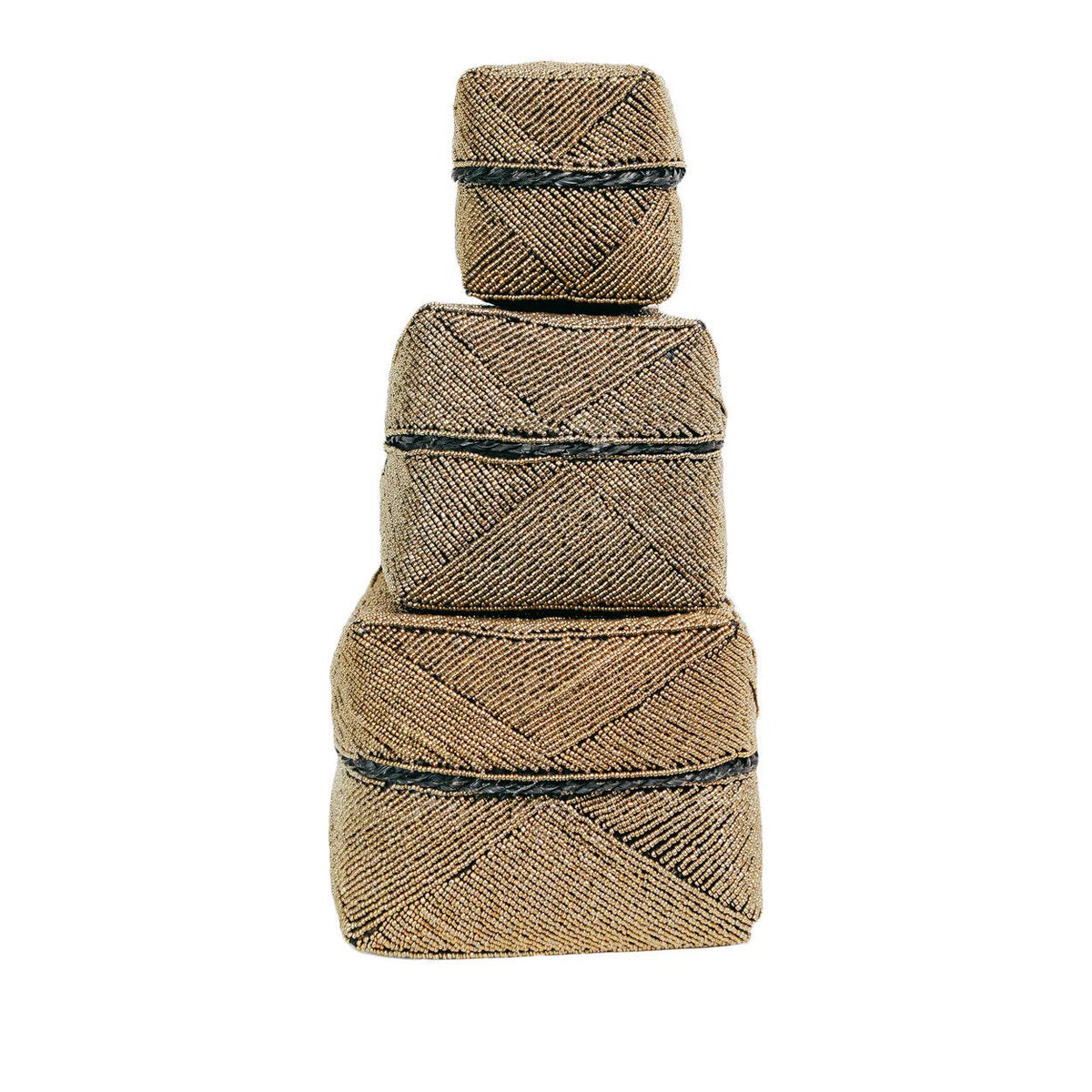 Panier perlé - Doré - L