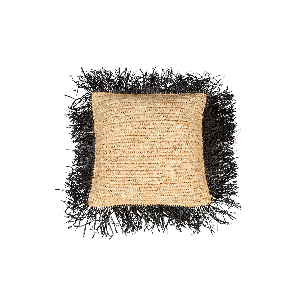 Housse de coussin carrée Raffia - naturel noir - 40x40