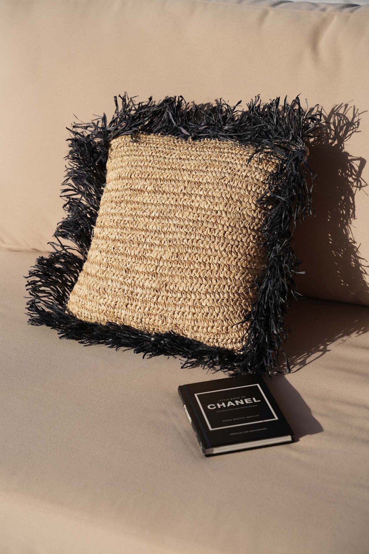 Housse de coussin carrée Raffia - naturel noir - 40x40