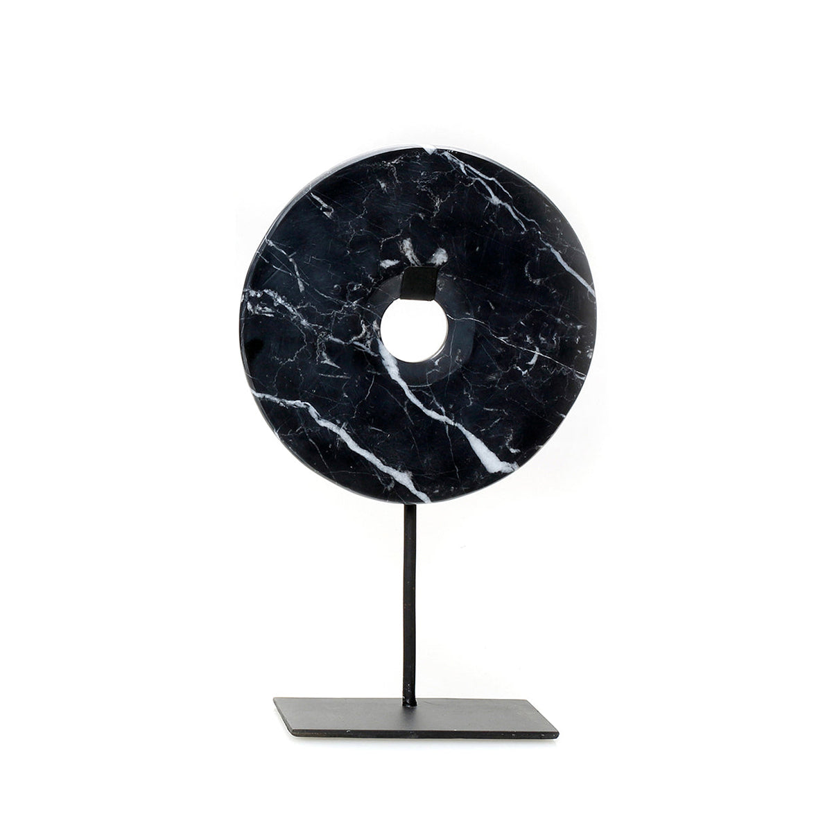 Disque en marbre sur support - Noir - M