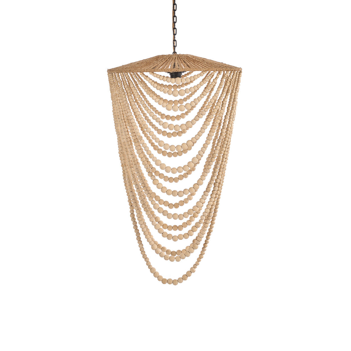 De Wooden Bead-kroonluchter - Naturel - L
