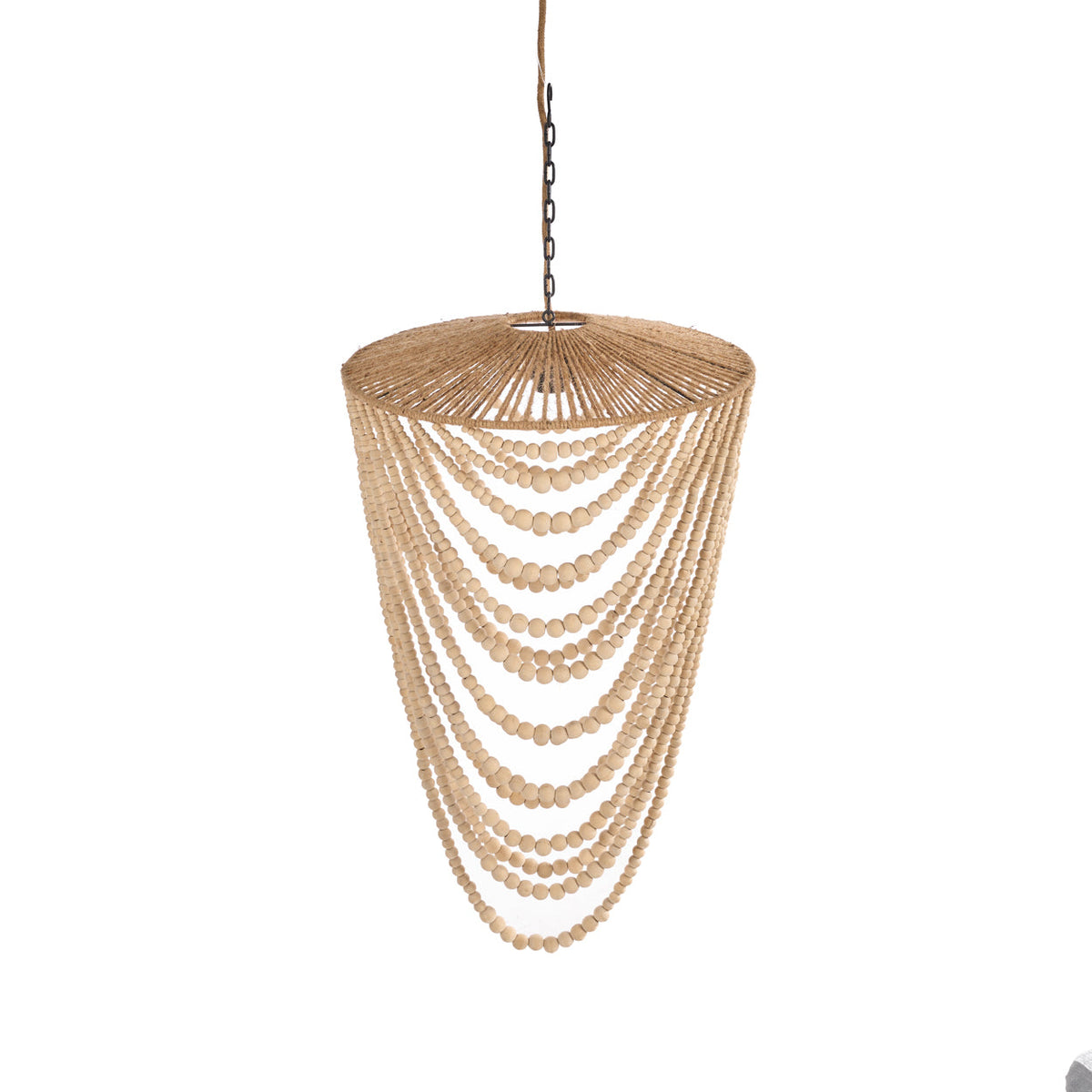 De Wooden Bead-kroonluchter - Naturel - L
