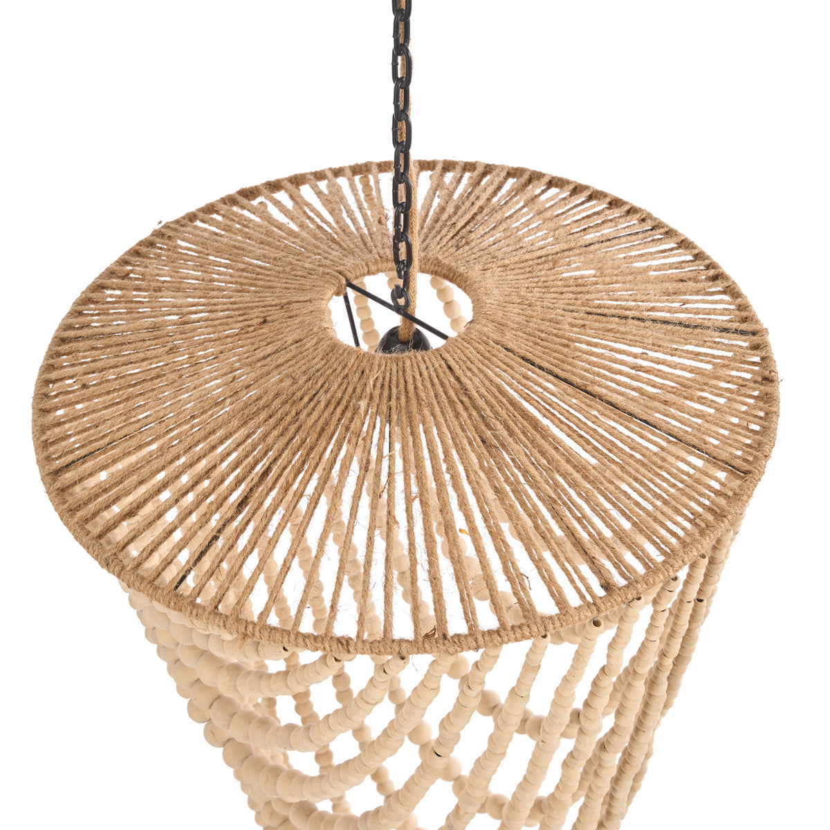 De Wooden Bead-kroonluchter - Naturel - L