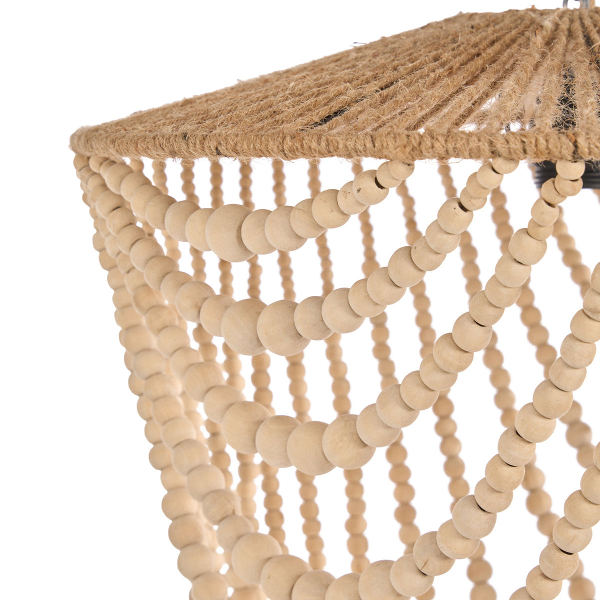 De Wooden Bead-kroonluchter - Naturel - L