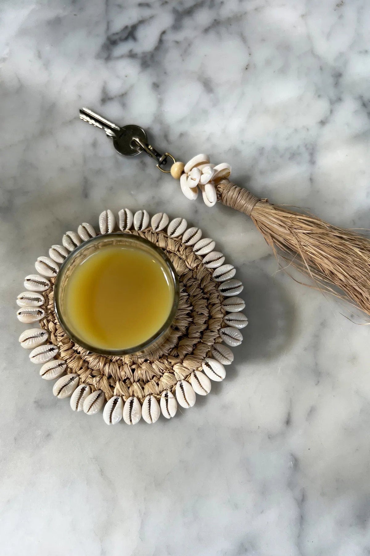 Dessous-de-verre coquillage en raphia - Naturel