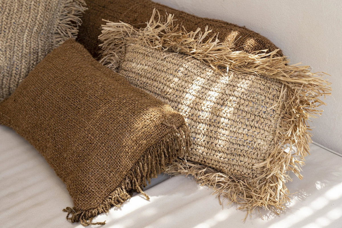 Der rechteckige Raffia-Kissenbezug - Natur - 30x50