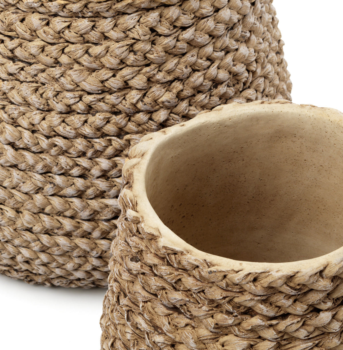 De kunstgevlochten plantenbak - Naturel - S