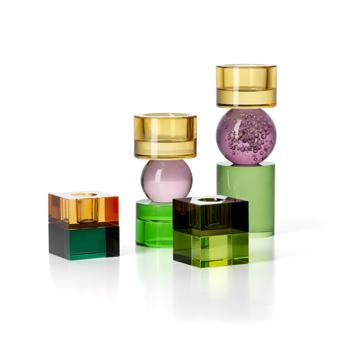 The Gem Blocks Candle Holder - Green Smoke