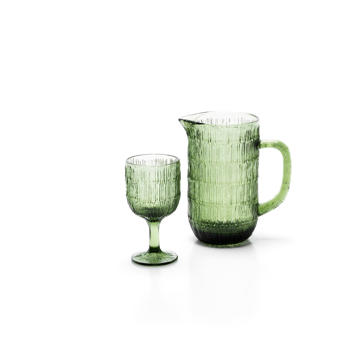The Moss Ripple Wine Glass - Green