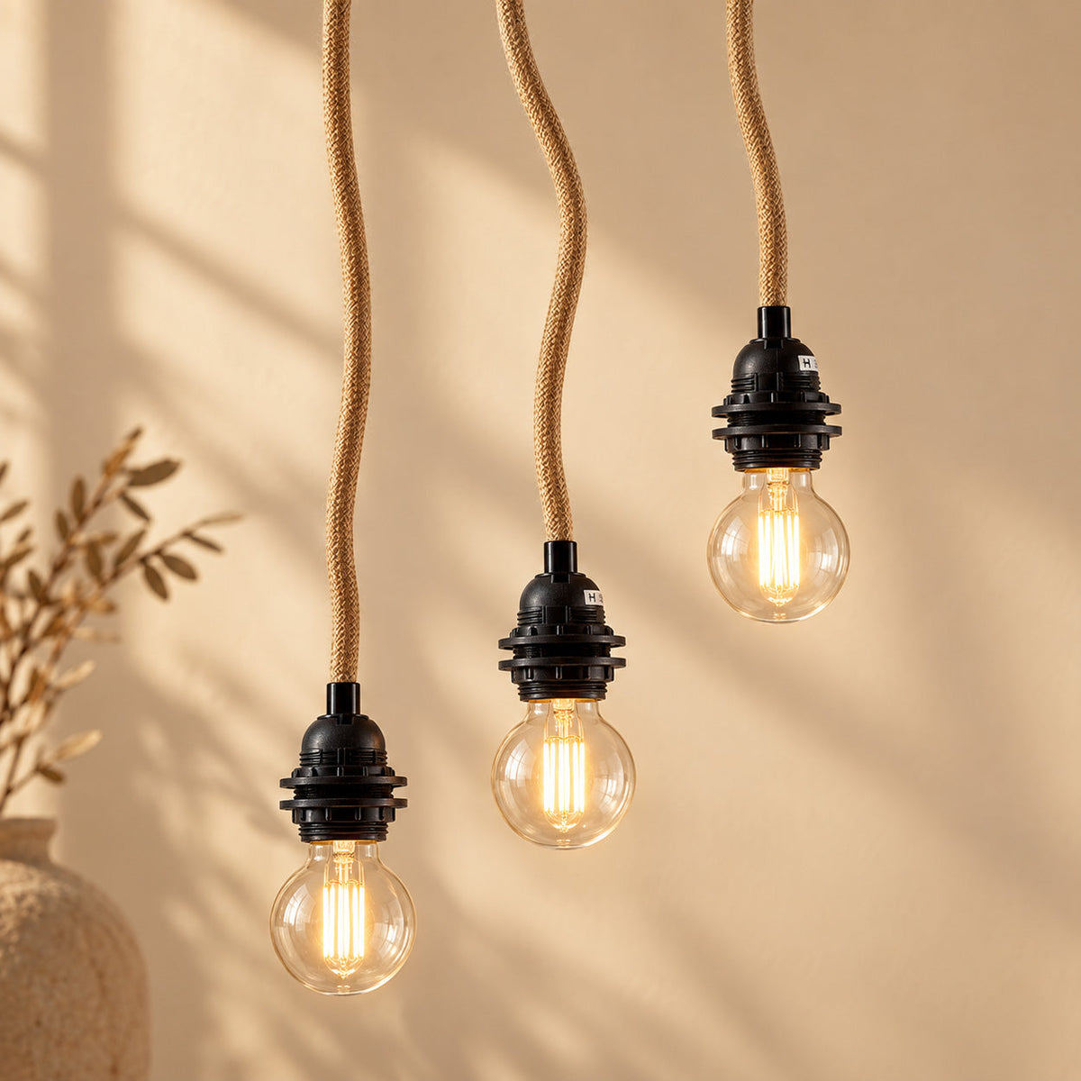 Fitting Lamps Ceiling - Natural Black - 3 Fittings