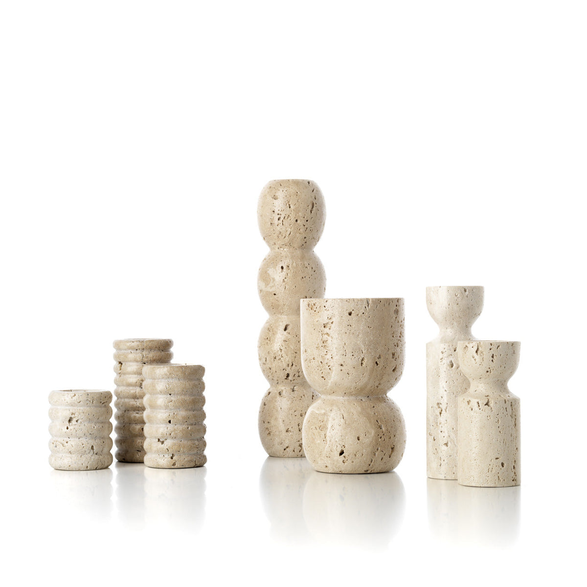 Der Kerzenhalter Travertine Hourglass - Beige - M