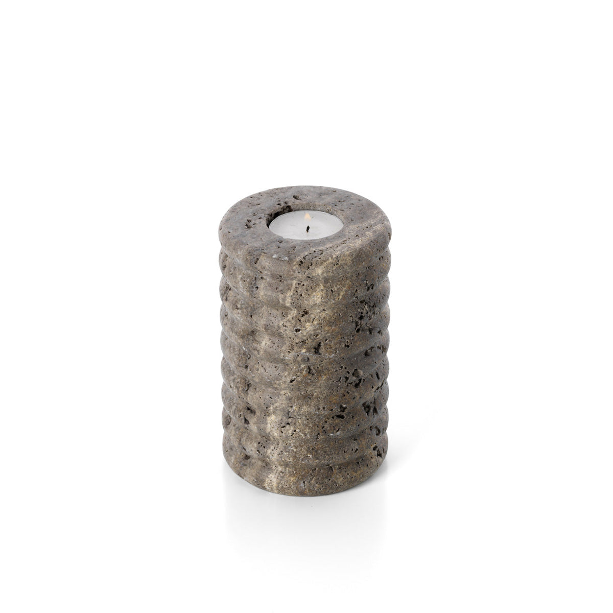 Le bougeoir Ripple en travertin - Gris - M