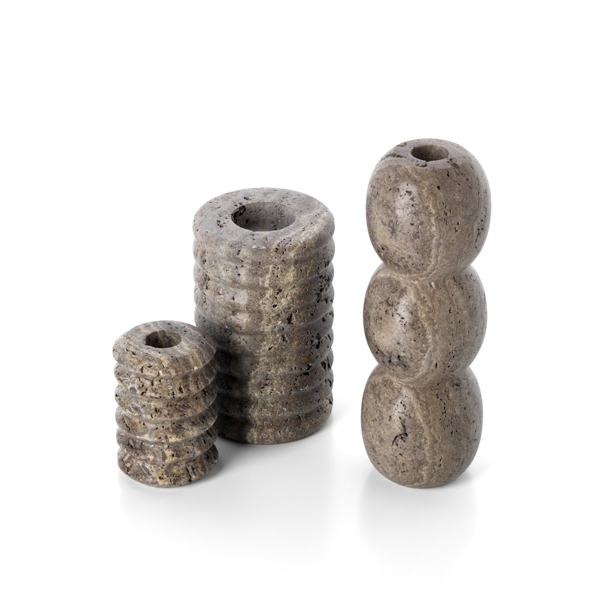 Le bougeoir Ripple en travertin - Gris - M