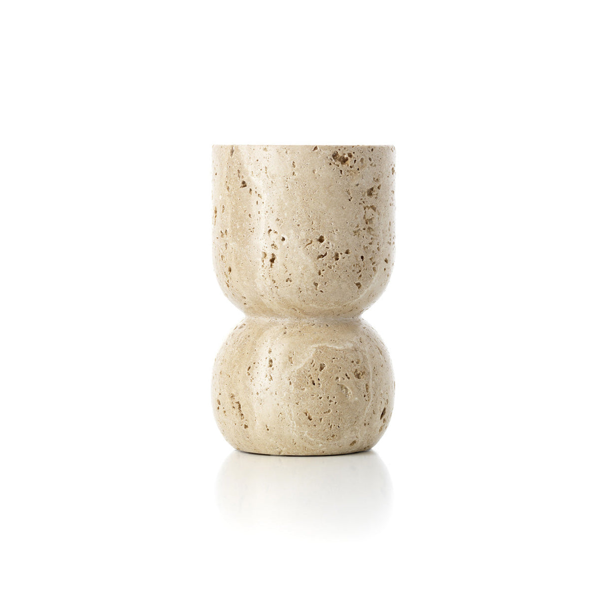 Der Kerzenhalter Travertine Vessel für Stumpenkerzen - Beige