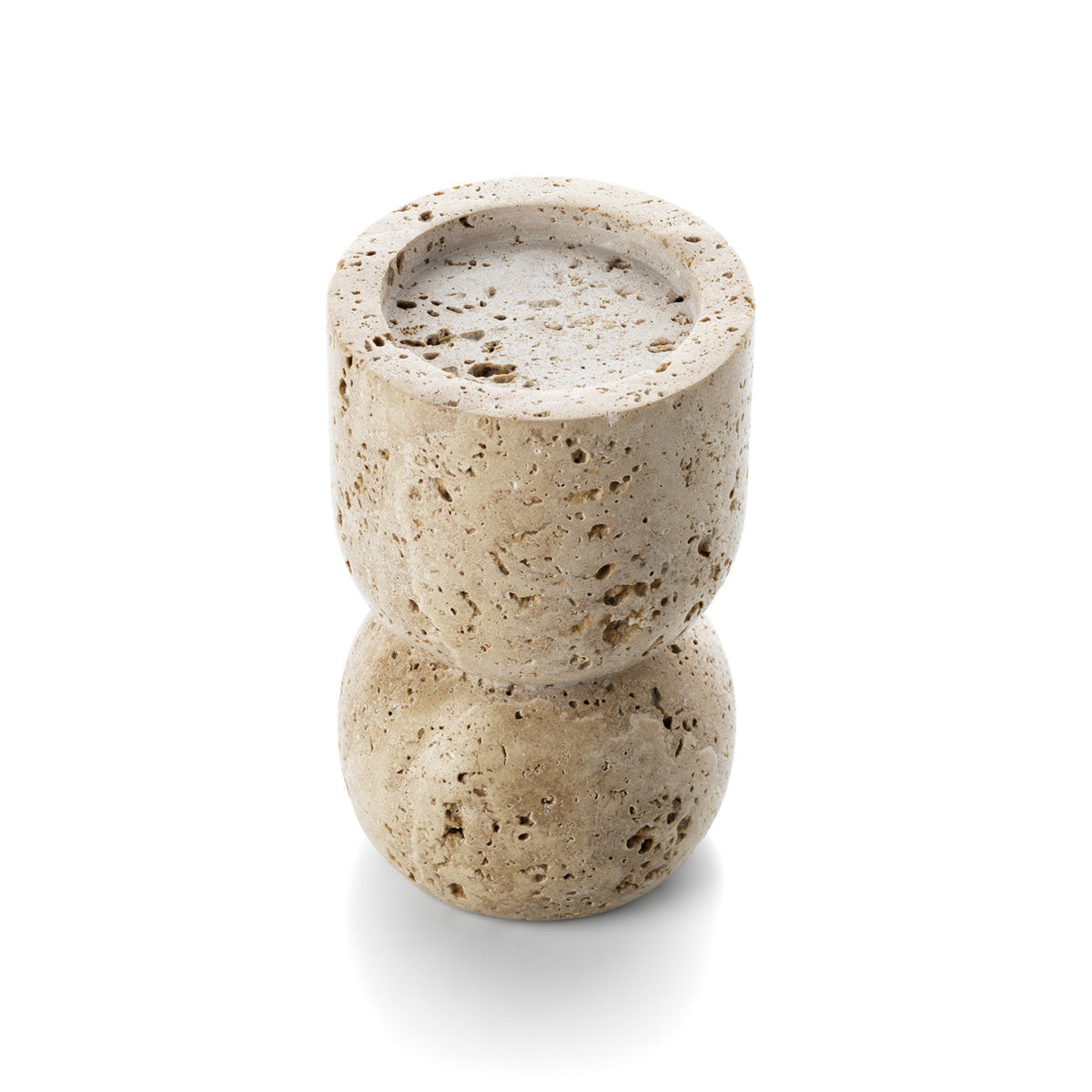 Der Kerzenhalter Travertine Vessel für Stumpenkerzen - Beige