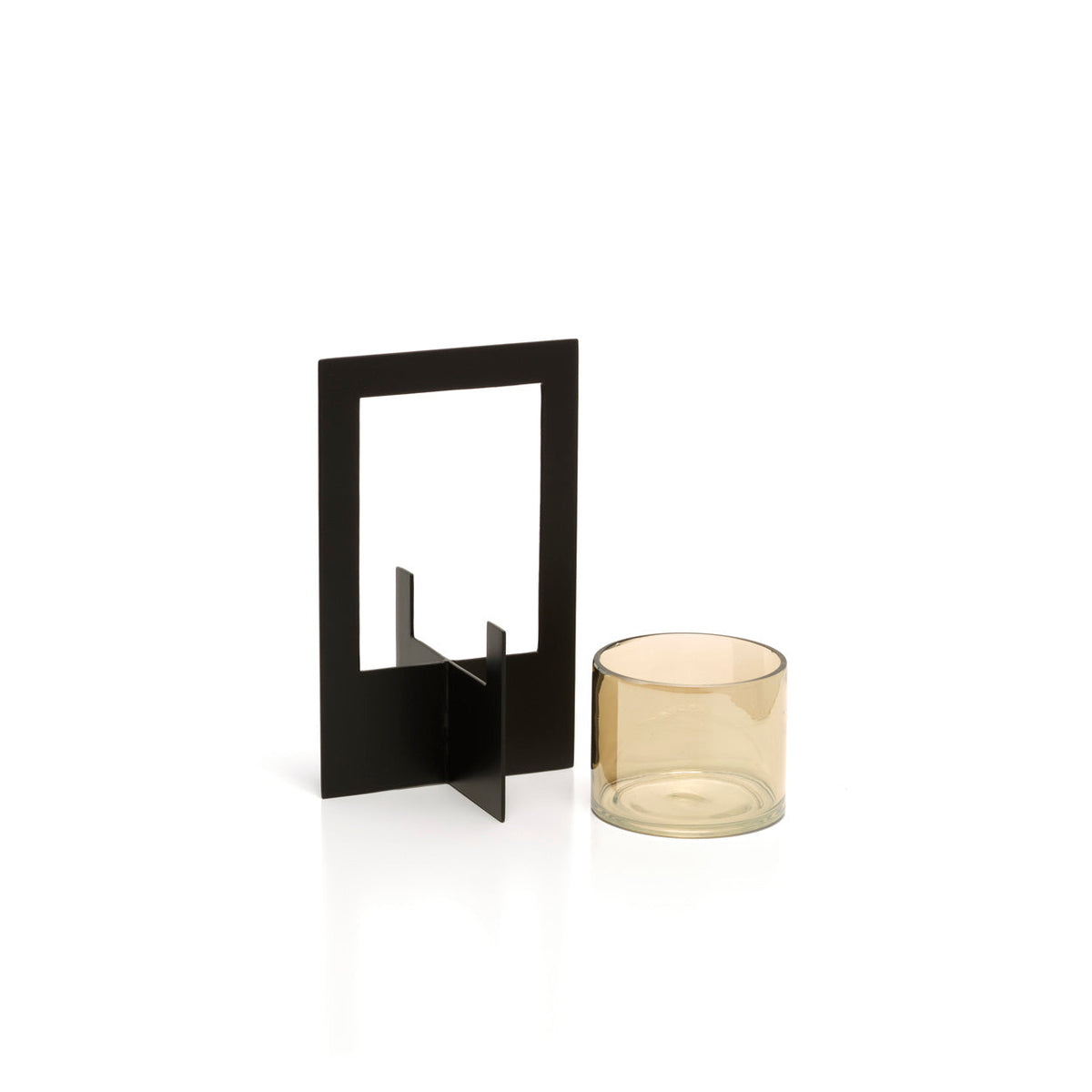 The Hurricane Framed Candle Holder - Black - L