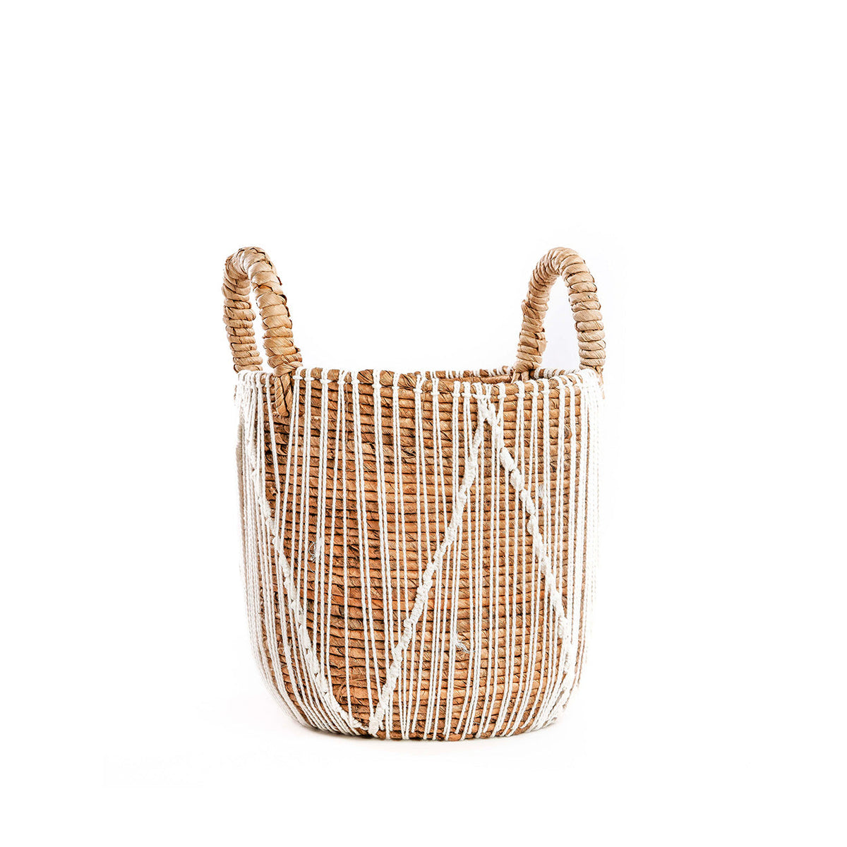 Panier en macramé à points droits - S