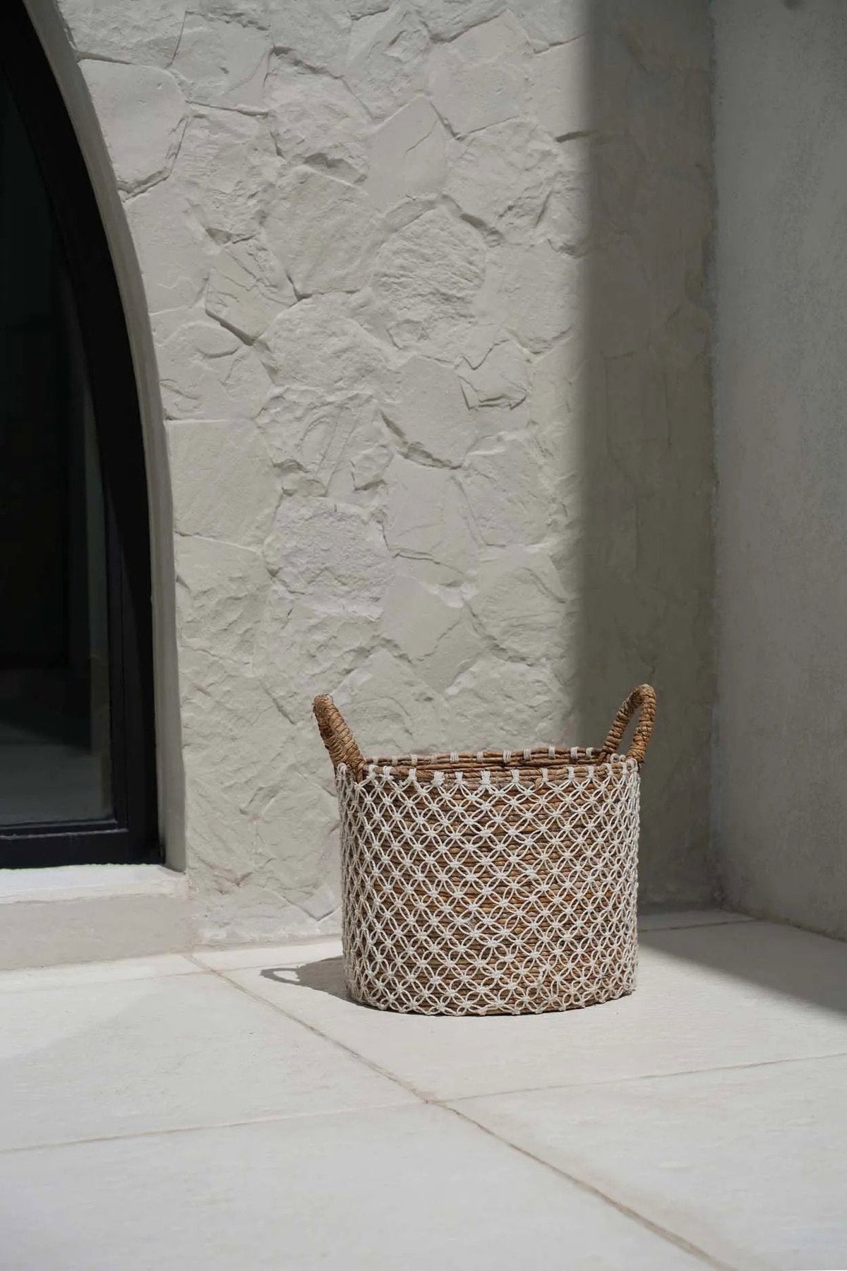 Panier en macramé à points croisés - M