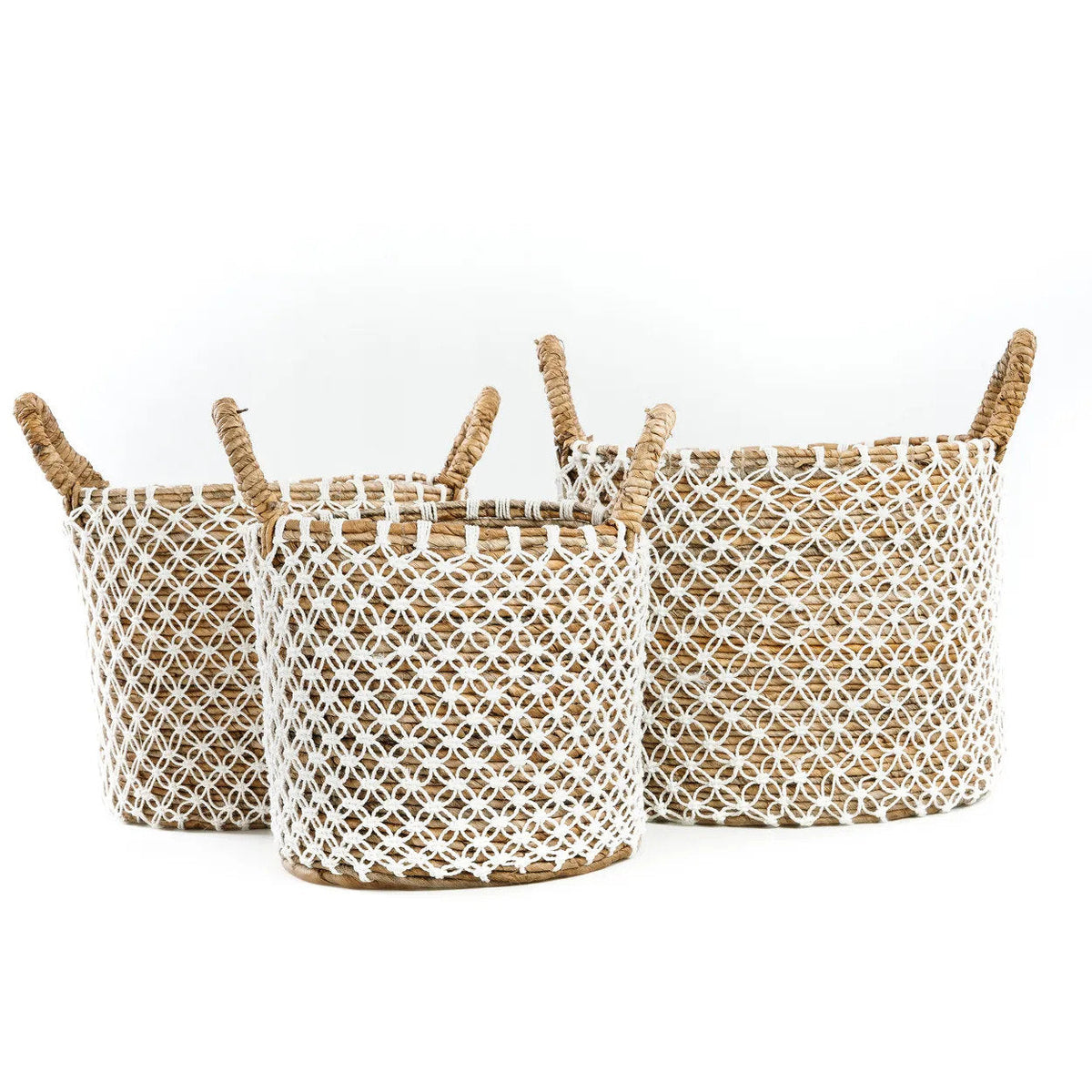 Panier en macramé à points croisés - M