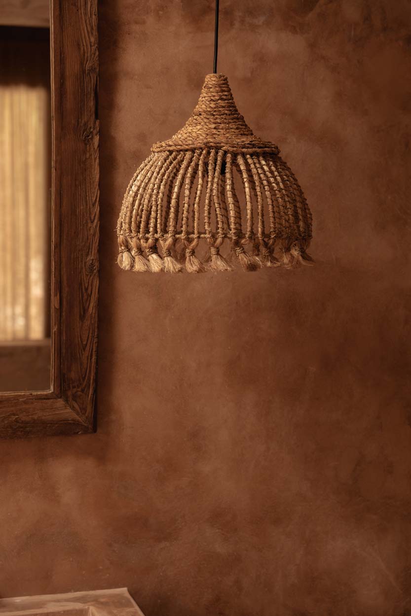 Die Abaca-Tassel-Pendelleuchte - Natural - S