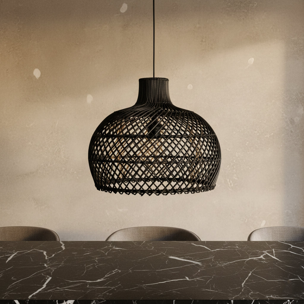 Suspension en rotin Maze zwart - Ø 42x36 cm