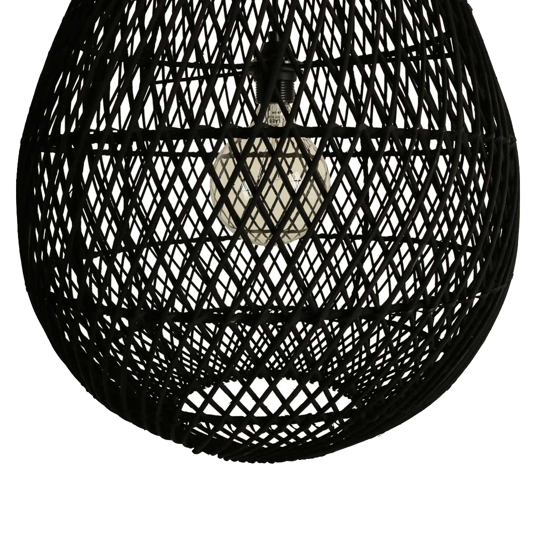 Maze black teardrop rattan pendant lamp - Ø 45x65 cm