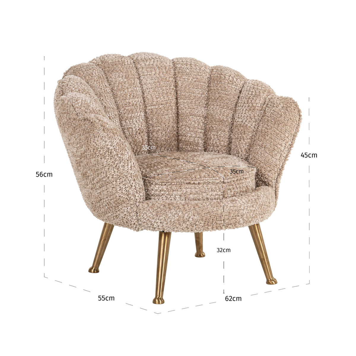 Lounge stoel Charly lovely beige kids