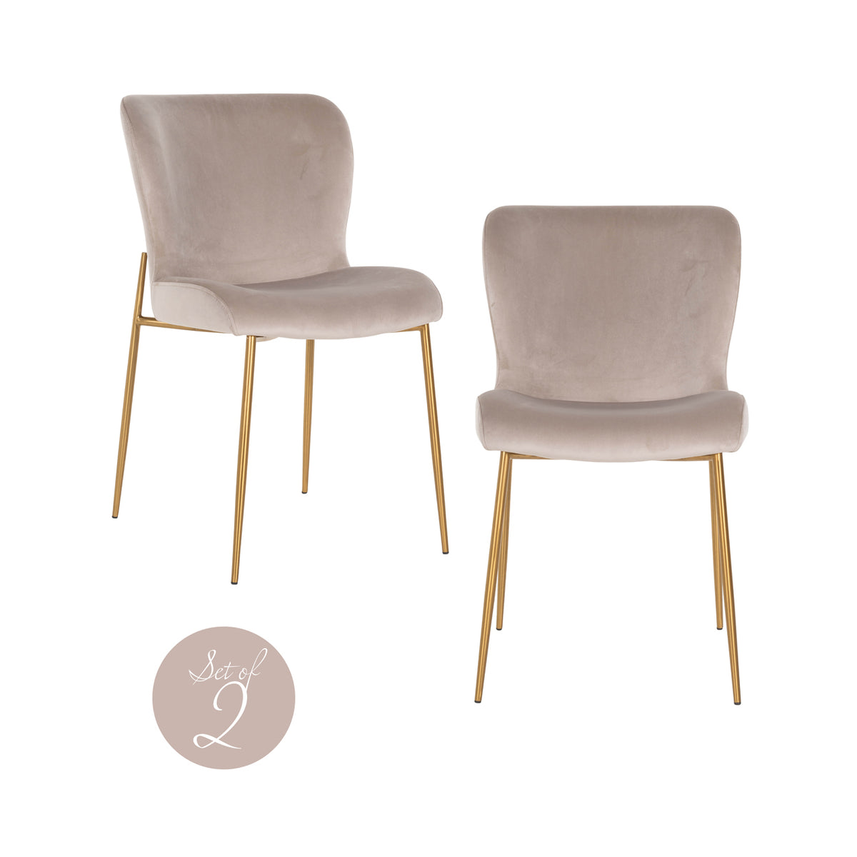 Odessa dining chair khaki velvet fire retardant (Set of 2)