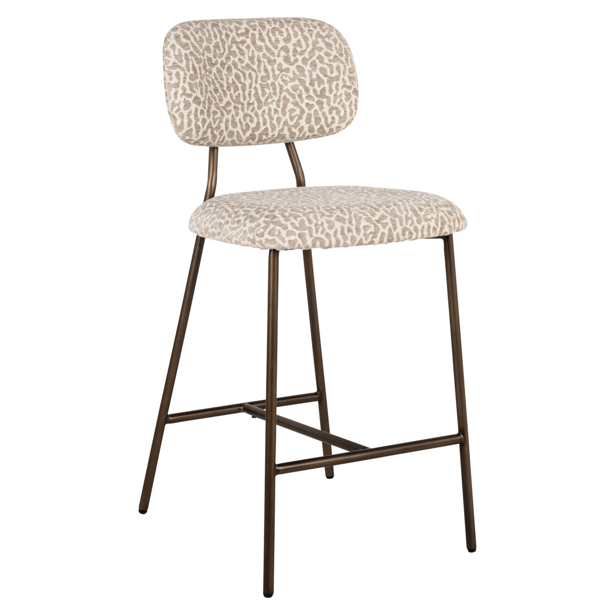 Chaise de comptoir Xenia beige léopard ignifugée (Set de 2)