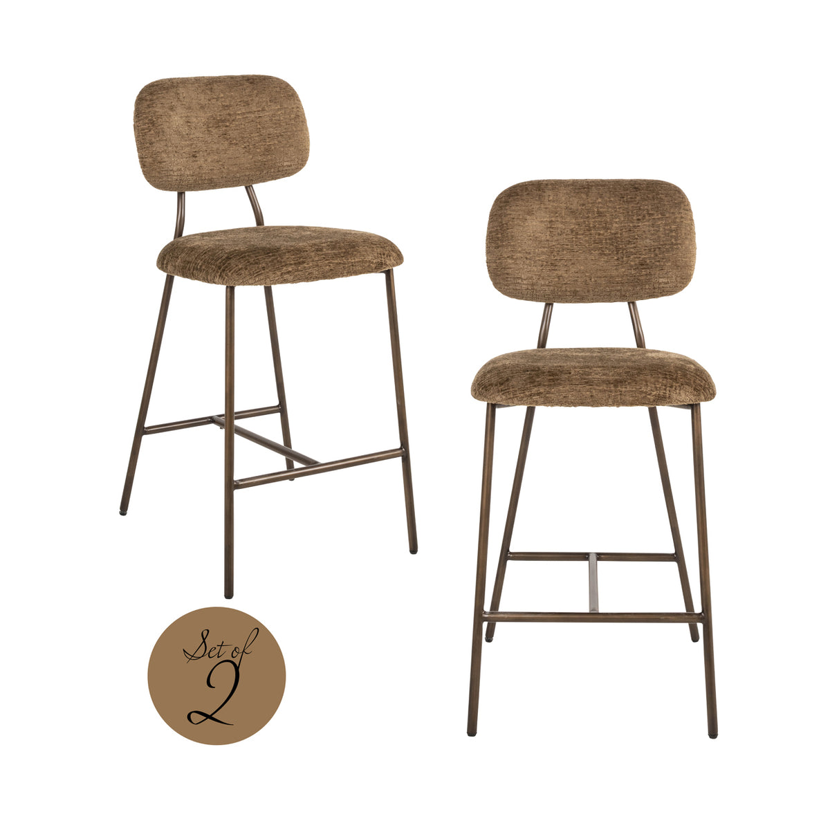 Counter chair Xenia brandy fusion fire retardant (Set of 2)